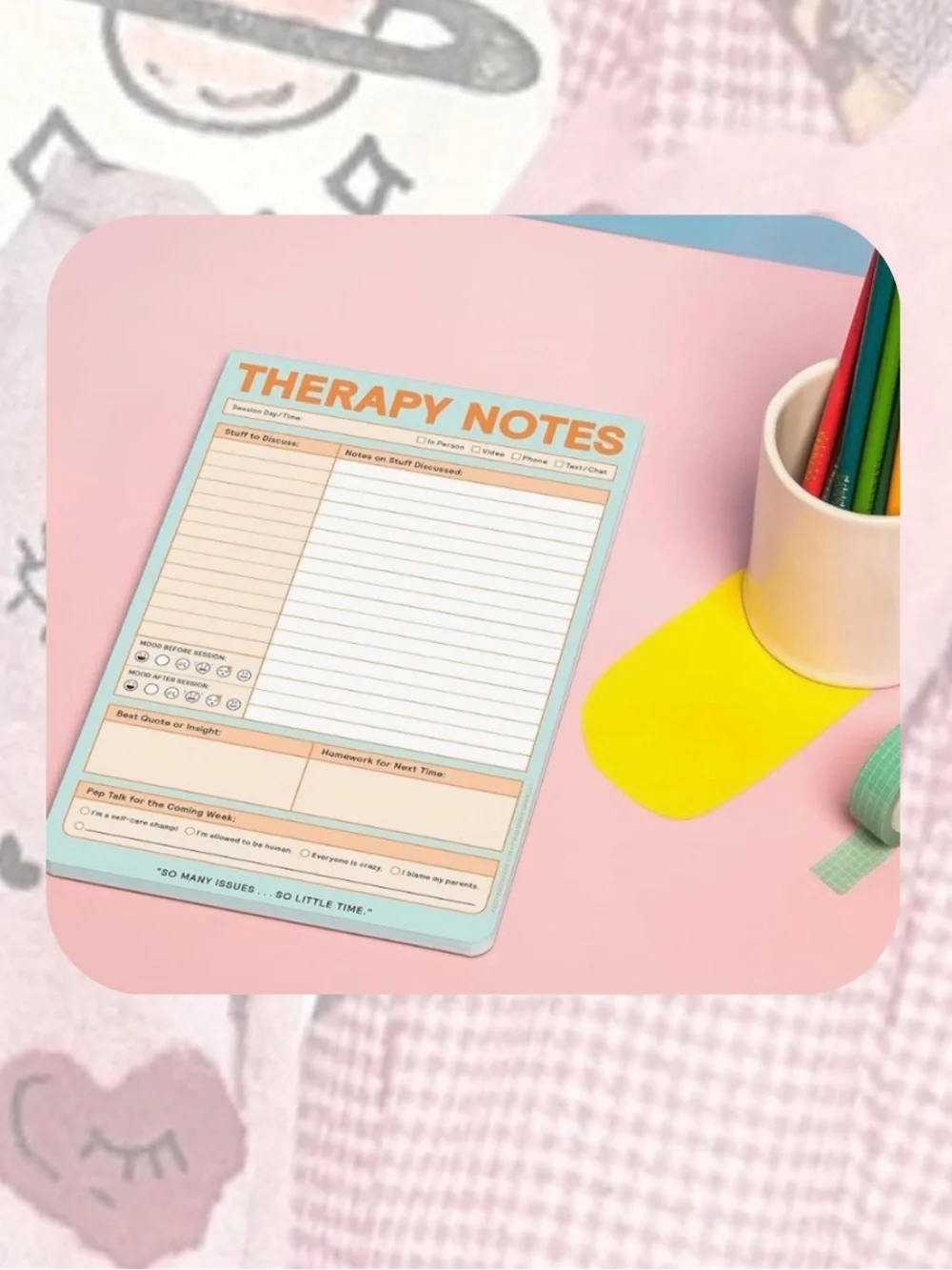 Knock Knock Pastel Therapy Session Notes Memo Notepad
